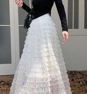 Layered Midi Skirt with Ruffle Charm