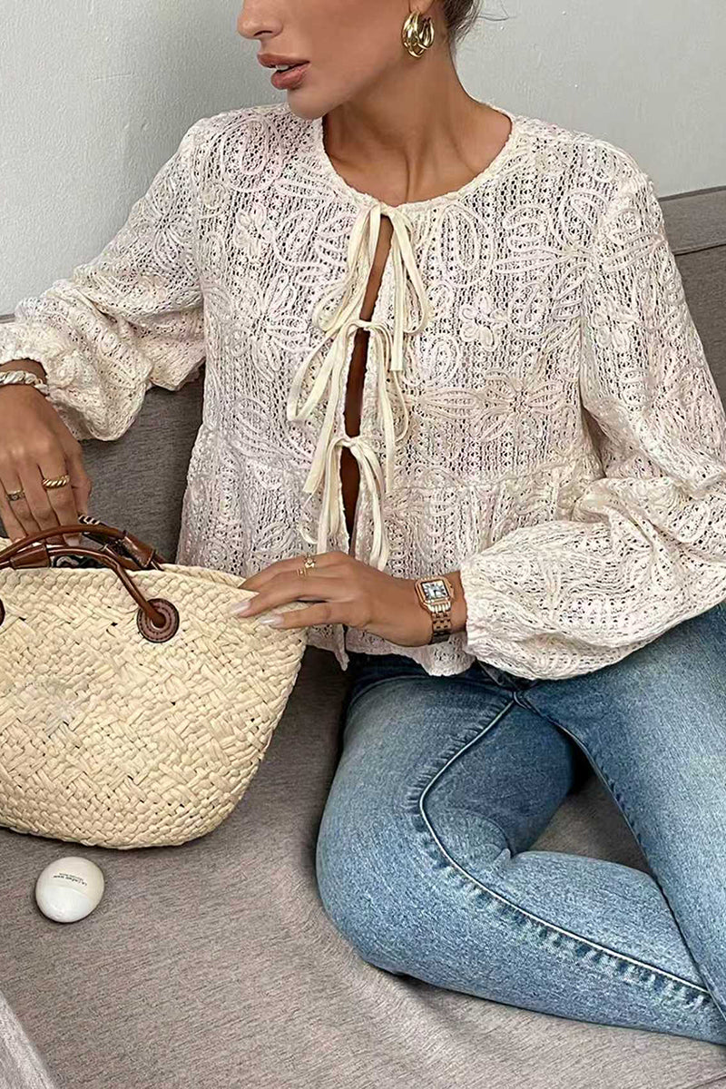 Crochet Tie Front Crop Top
