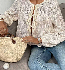 Crochet Tie Front Crop Top