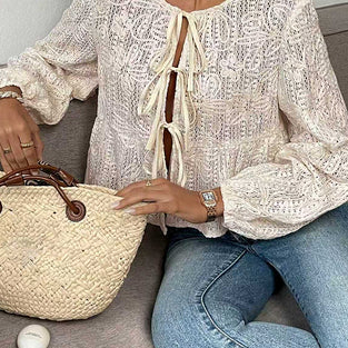 Crochet Tie Front Crop Top