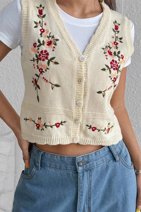 Floral Detail Sweater Vest