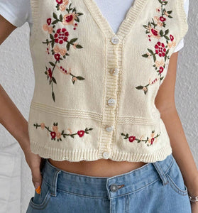 Floral Detail Sweater Vest