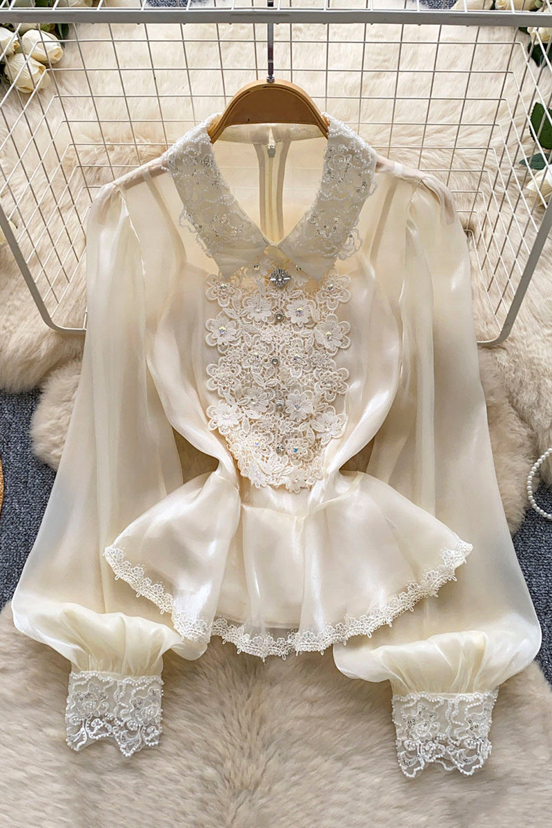 Elegant Lace Long Sleeve Blouse