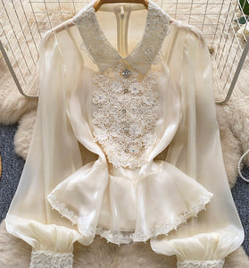 Elegant Lace Long Sleeve Blouse