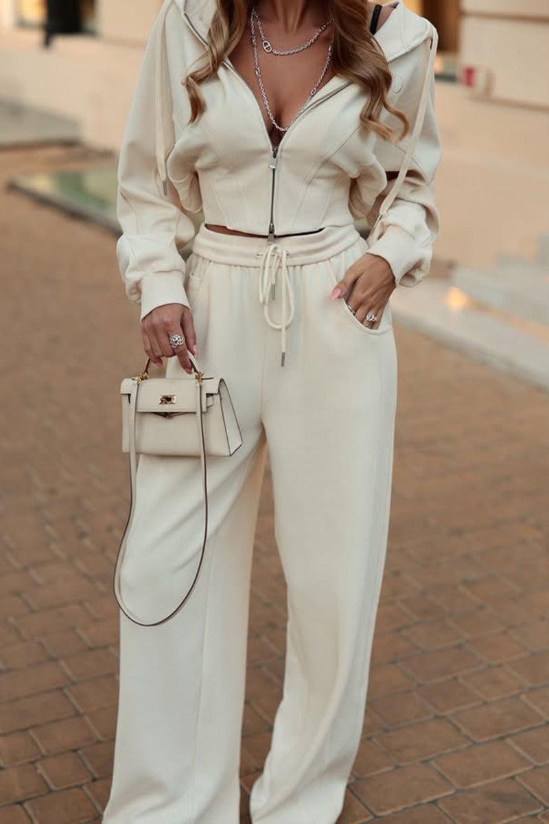 Stylish Zip-Up Hoodie and Pants Set