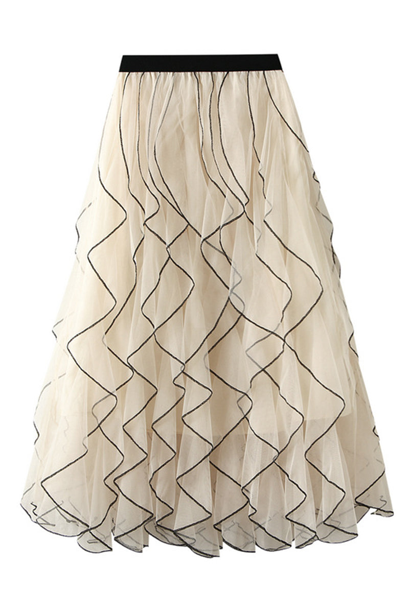 Ruffled Elegance Midi Skirt