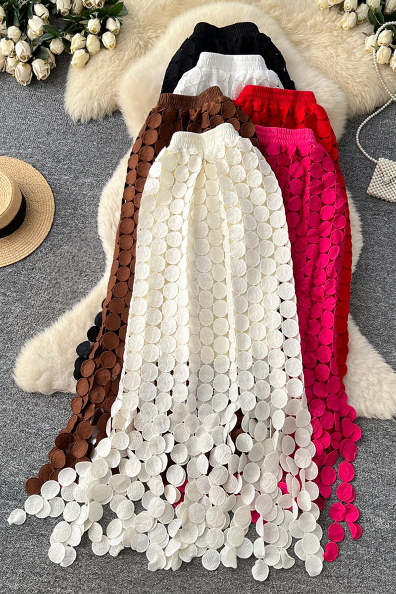 Elegant Circle Pattern Midi Skirt