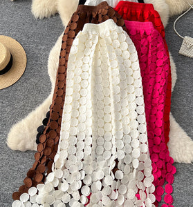 Elegant Circle Pattern Midi Skirt