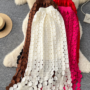 Elegant Circle Pattern Midi Skirt