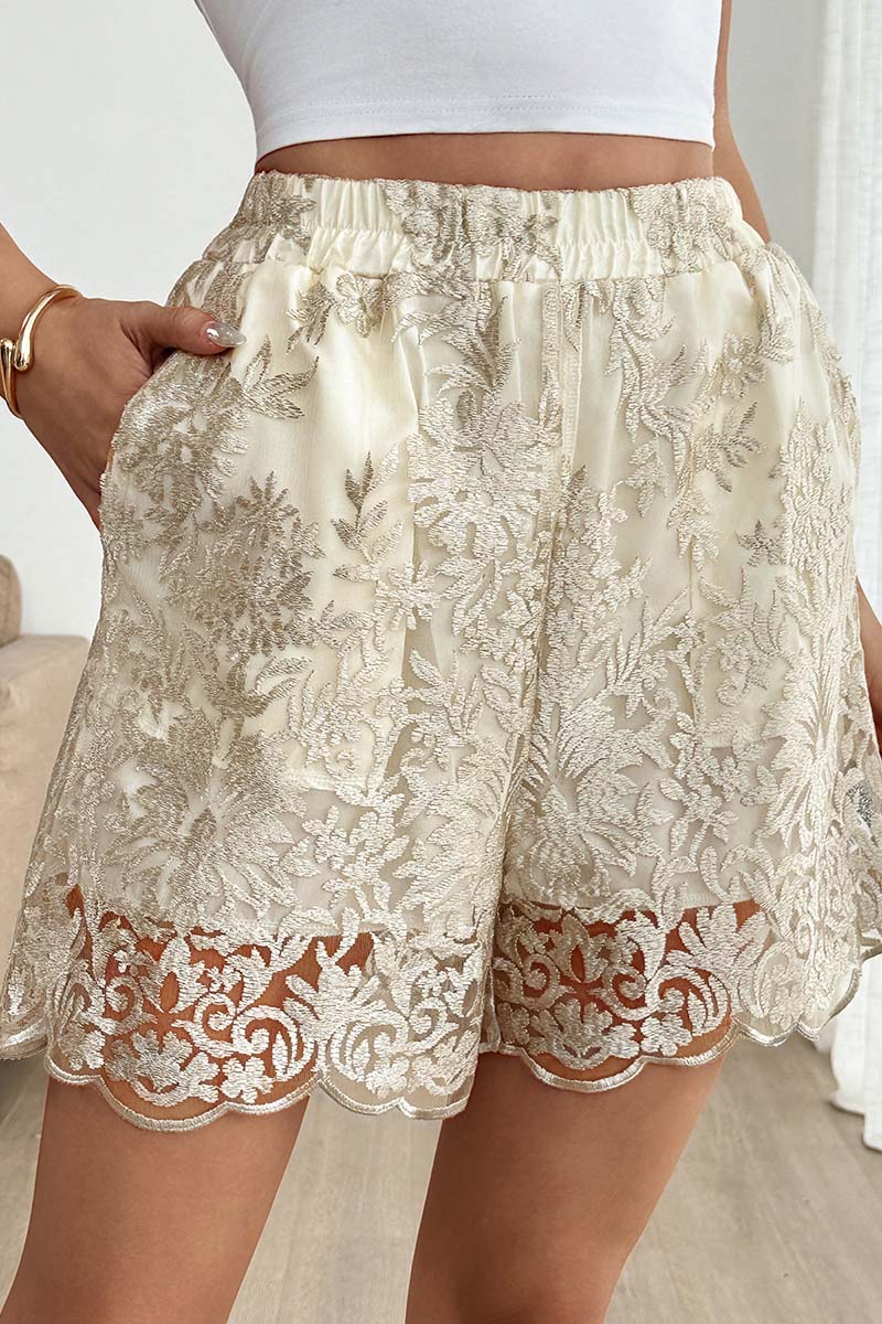 Elegant Lace Casual Shorts