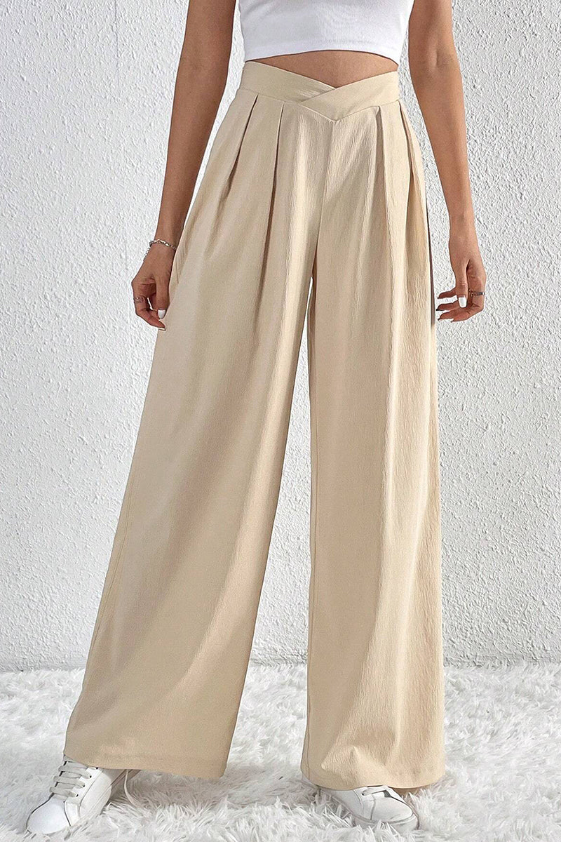 High Waist Wide Leg Casual Trousers