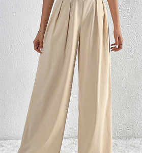 High Waist Wide Leg Casual Trousers