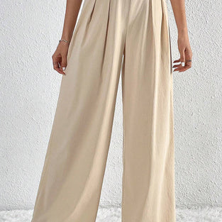 High Waist Wide Leg Casual Trousers