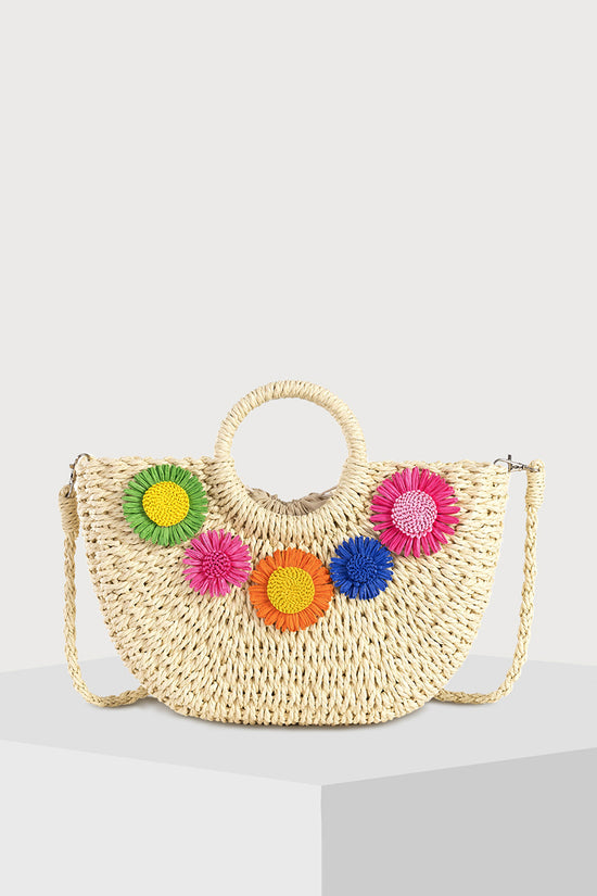 Vibrant Floral Straw Handbag