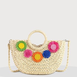 Vibrant Floral Straw Handbag