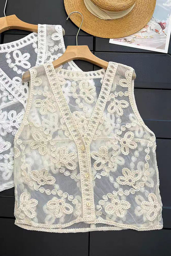 Floral Pattern Sleeveless Vest