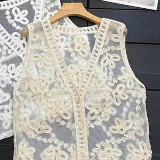 Floral Pattern Sleeveless Vest