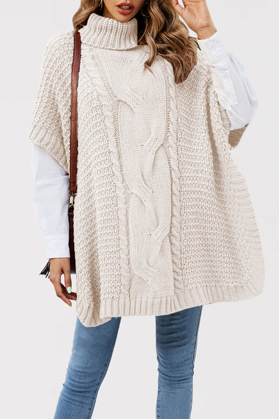 Cozy Cable Knit Turtleneck Poncho