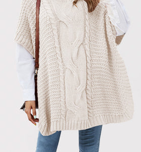 Cozy Cable Knit Turtleneck Poncho