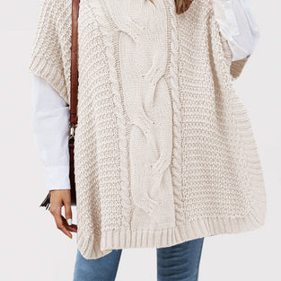 Cozy Cable Knit Turtleneck Poncho
