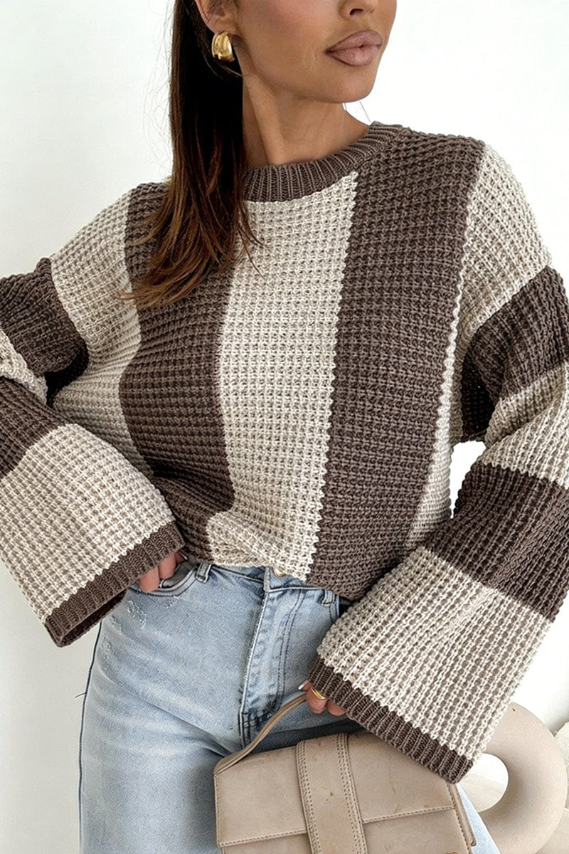 Striped Waffle-Knit Sweater