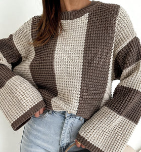Striped Waffle-Knit Sweater