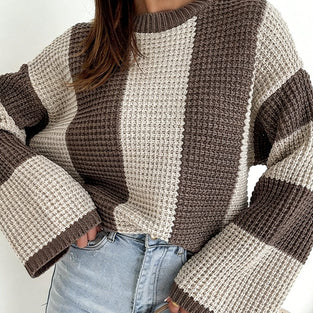 Striped Waffle-Knit Sweater