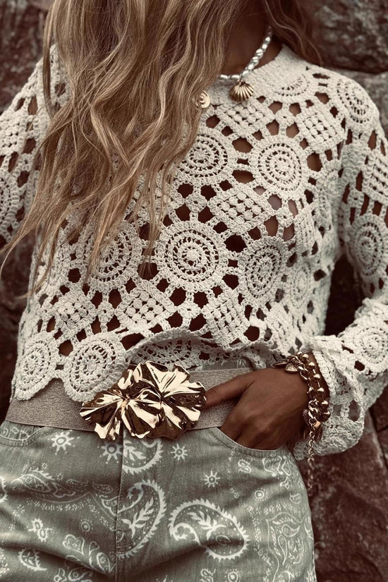 Crochet Patterned Long Sleeve Top