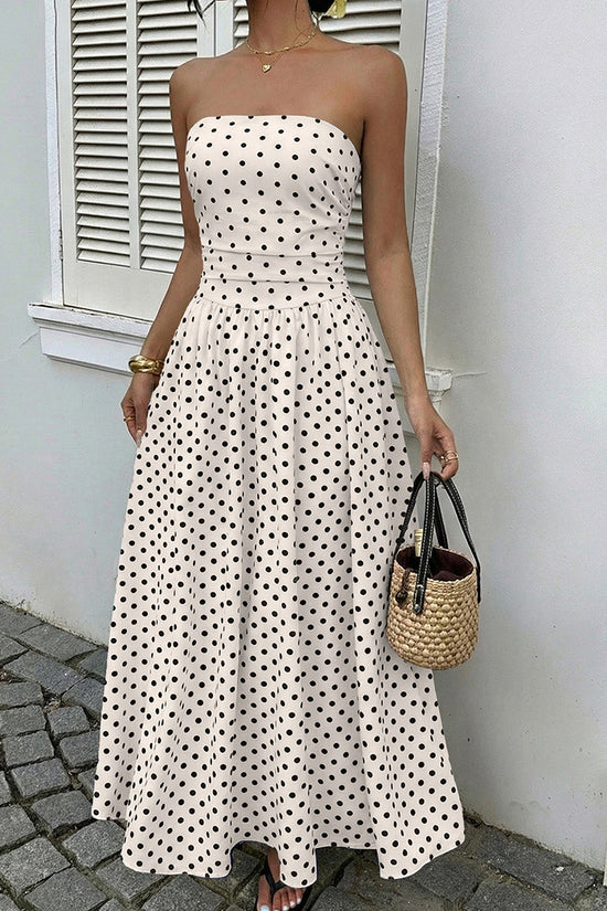 Polka Dot Strapless Maxi Dress
