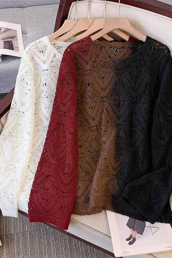 Elegant Crochet Long Sleeve Top