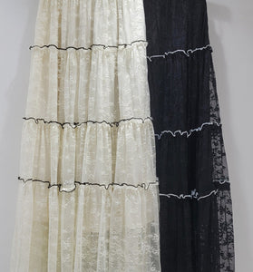 Tiered Mesh Midi Skirt