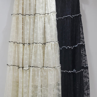 Tiered Mesh Midi Skirt