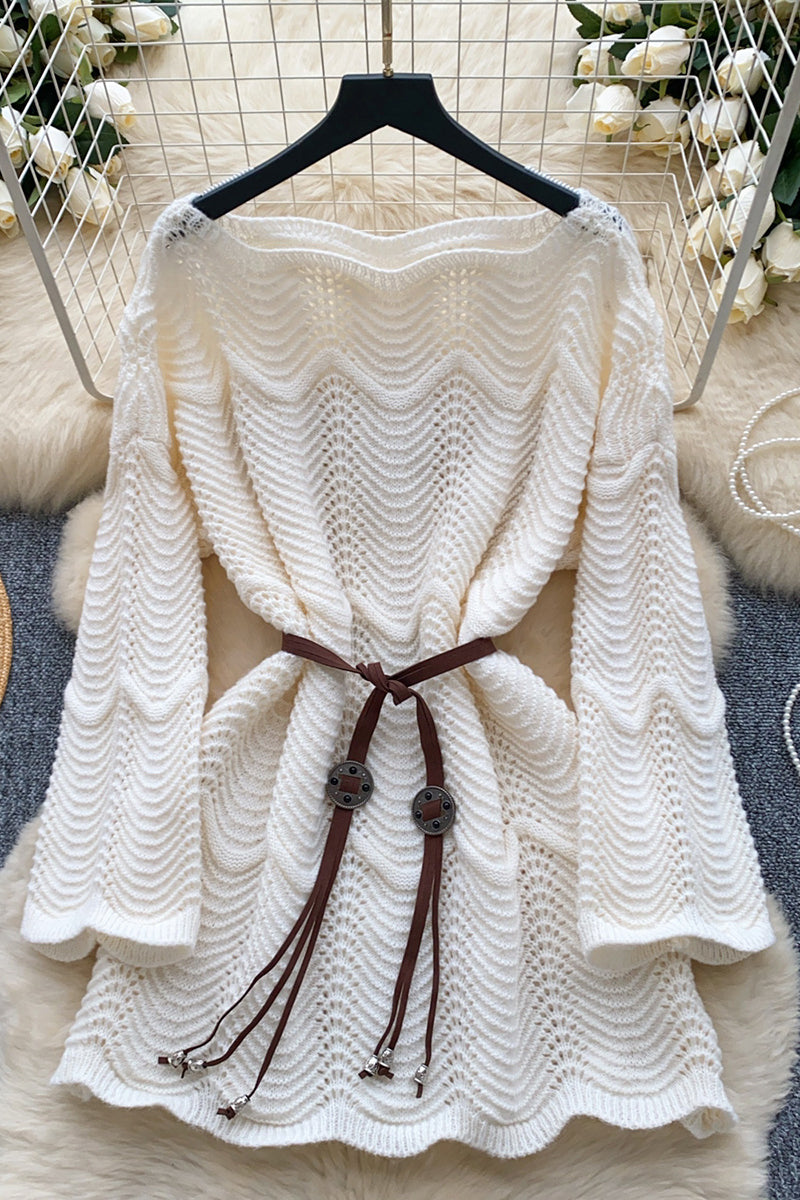 Wave Pattern Knit Sweater