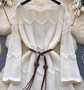 Wave Pattern Knit Sweater