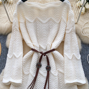 Wave Pattern Knit Sweater