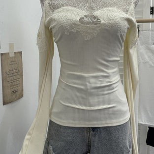 Lace Detail Long Sleeve Bodycon Top