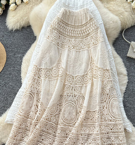 Elegant Lace Midi Skirt