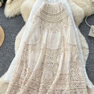 Elegant Lace Midi Skirt