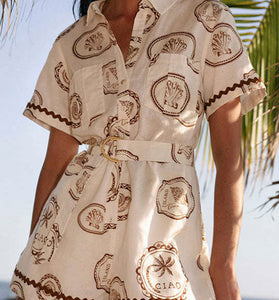 Belted Patterned Romper