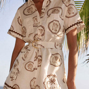 Belted Patterned Romper