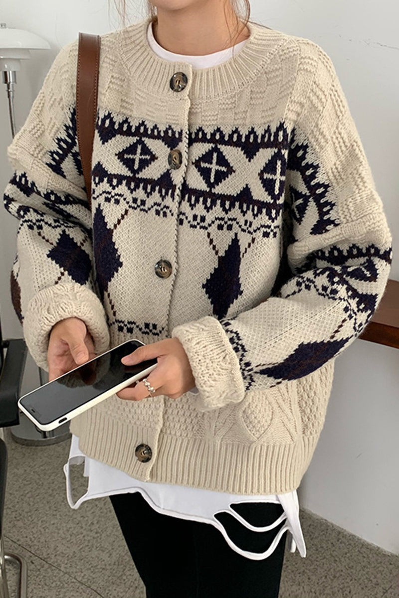 Geometric Pattern Oversized Cardigan