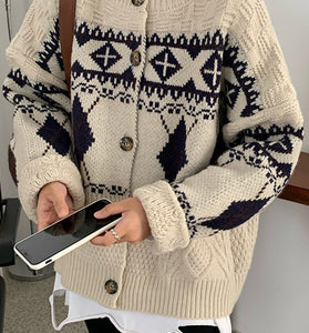 Geometric Pattern Oversized Cardigan