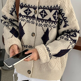 Geometric Pattern Oversized Cardigan