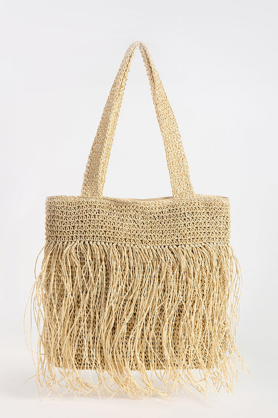 Fringe Woven Tote Bag