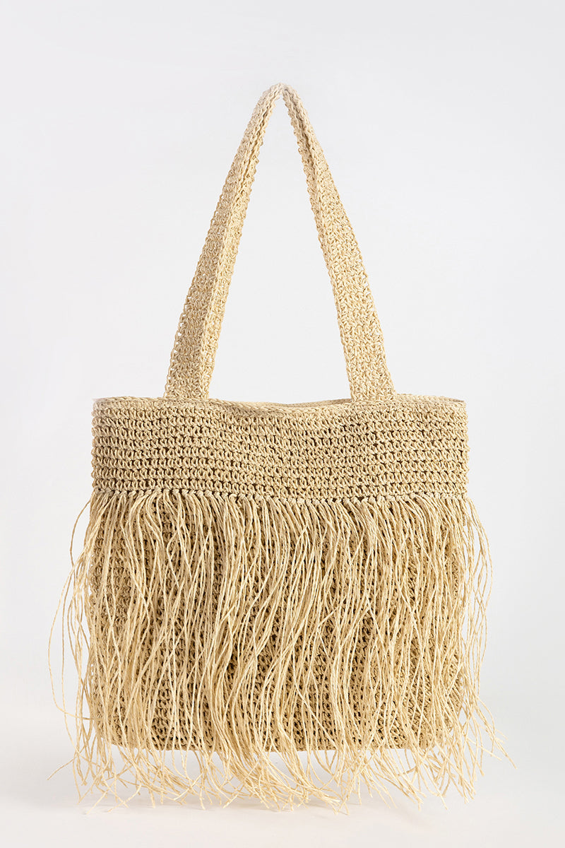 Fringe Woven Tote Bag