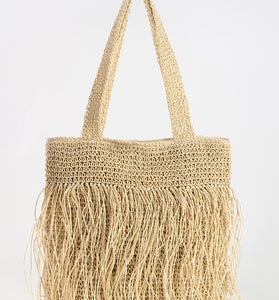 Fringe Woven Tote Bag