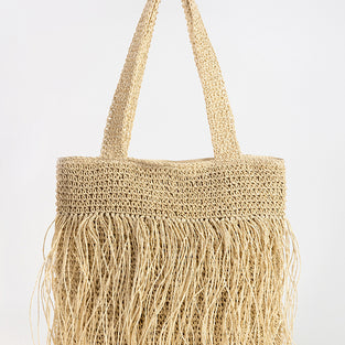 Fringe Woven Tote Bag