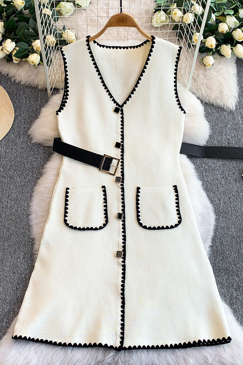 Sleeveless Casual Dress with Trim