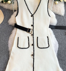 Sleeveless Casual Dress with Trim