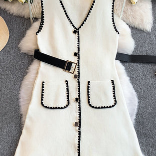 Sleeveless Casual Dress with Trim